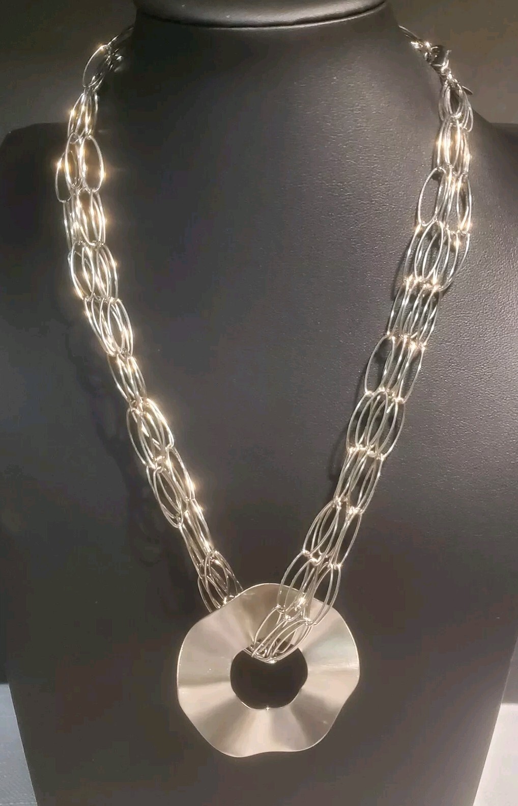 Milor Italy Stainless Steel Multi Strand Chain Necklace 18” Artist Stamped