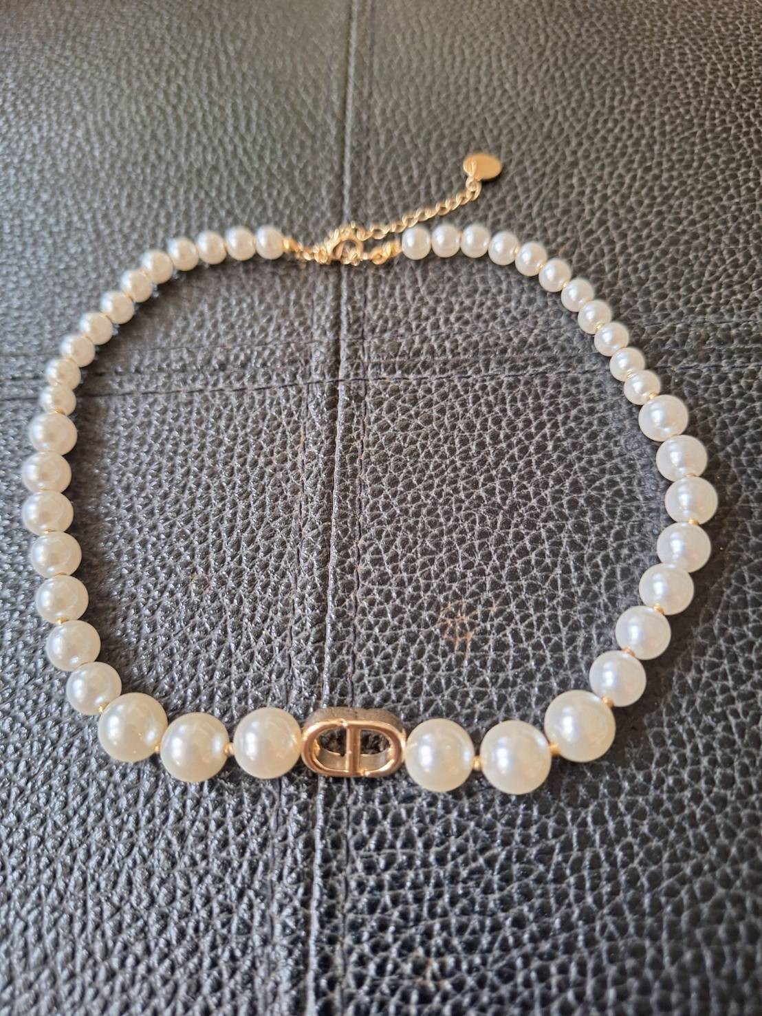 Necklace Earrings Bracelet Faux Pearl Silver Gold Chain Woman CD Pendant Strand