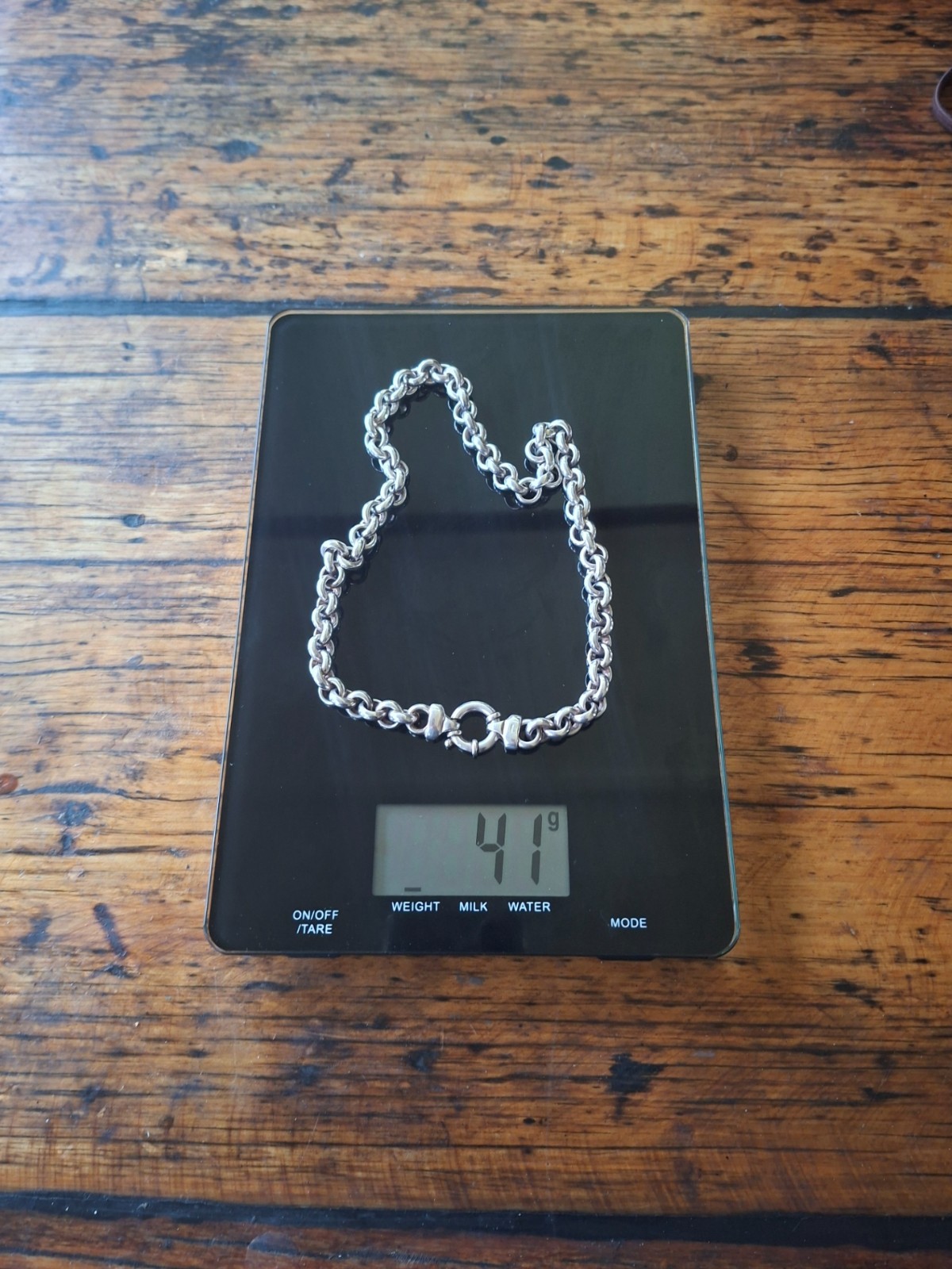Vintage 925 Sterling Silver Belcher Chain Necklace 41g 50cm Classic Bolt Clasp