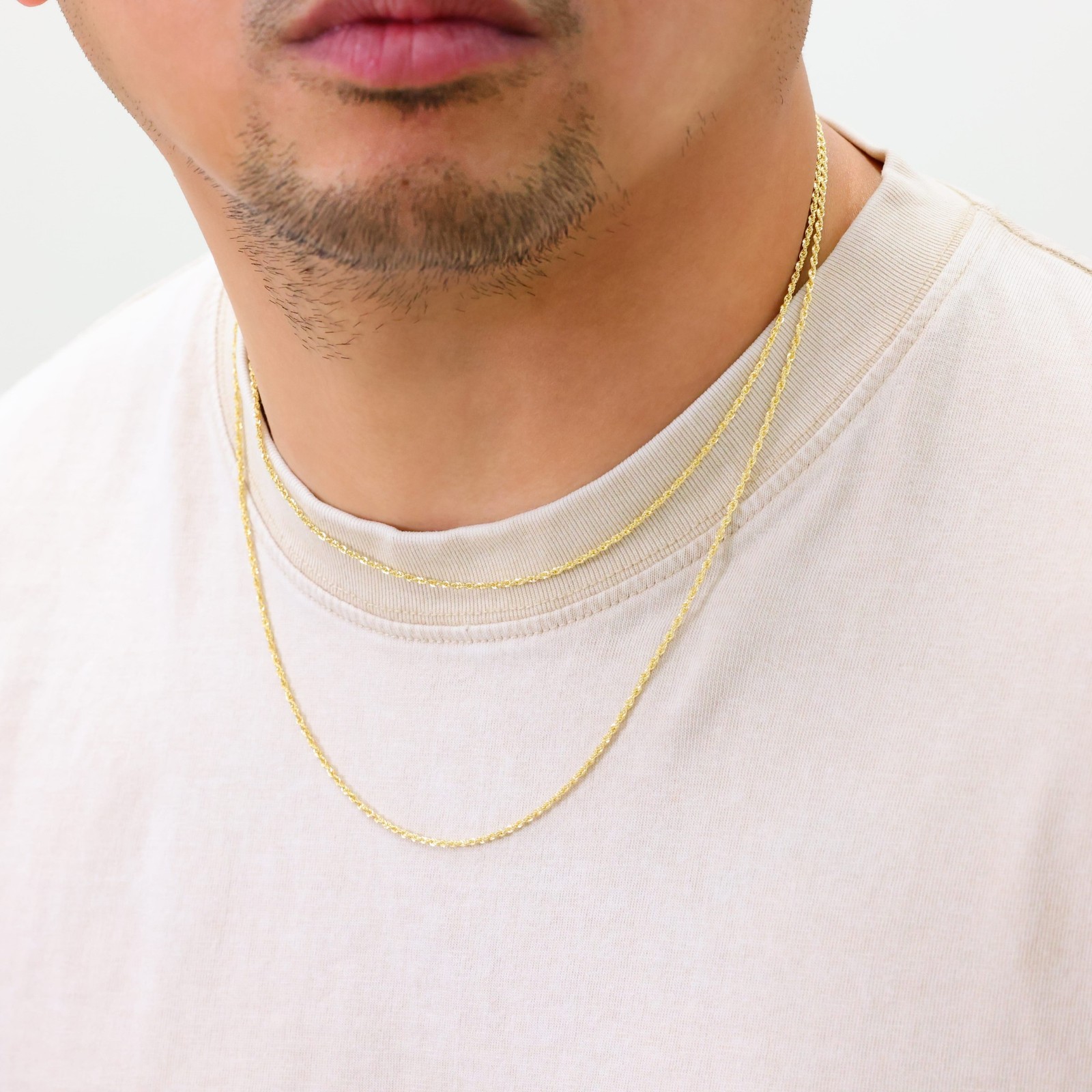 14K Yellow Gold 1mm-4mm Laser Diamond Cut Rope Chain Necklace Men Women 16″- 30″