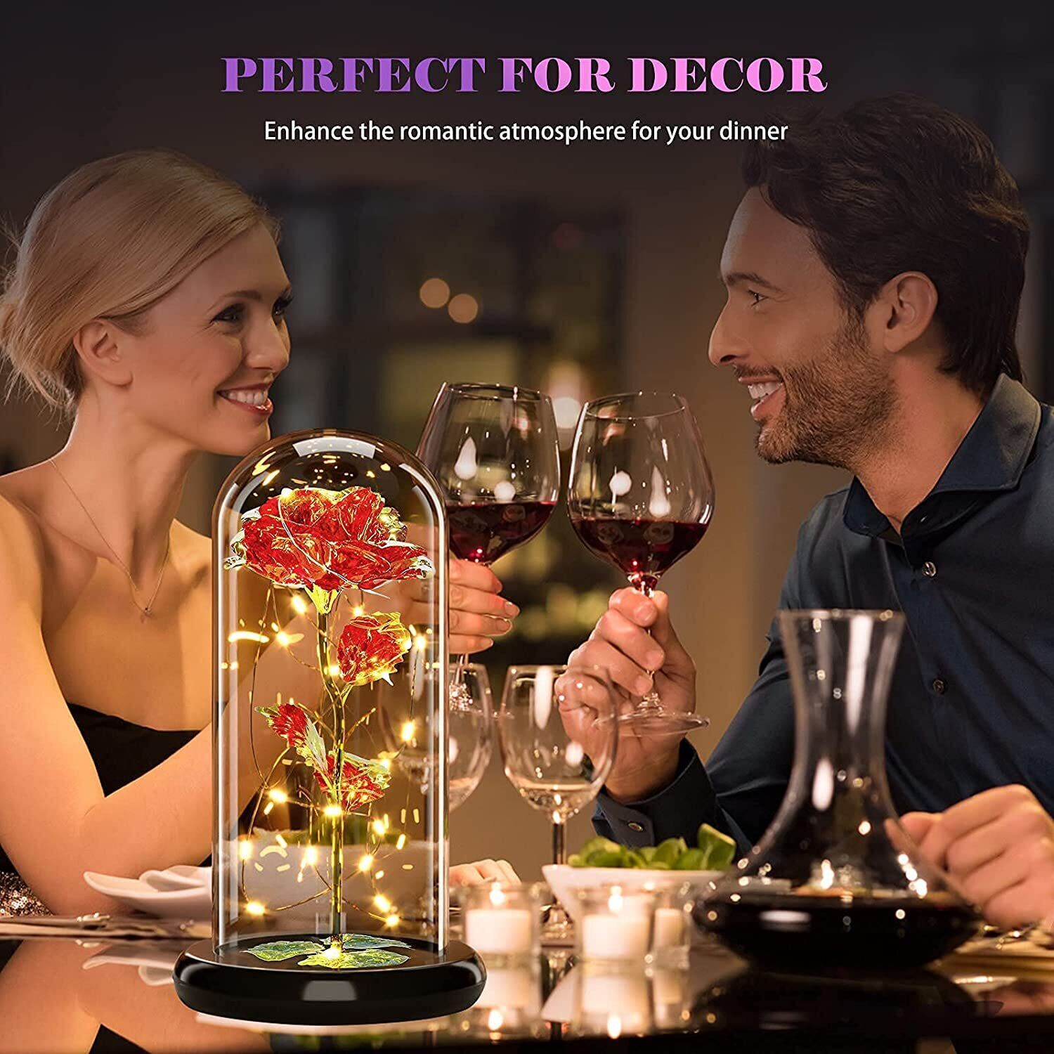 Rose LED Light Glass Gifts for Wife Women Her Christmas Girlfriend Birthday Gift