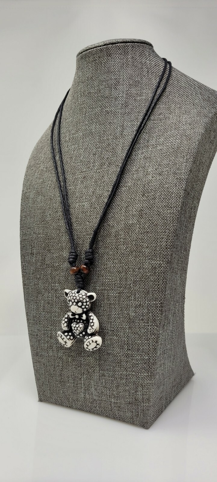 Teddy bear necklace white bear necklace adjustable necklace animal necklace