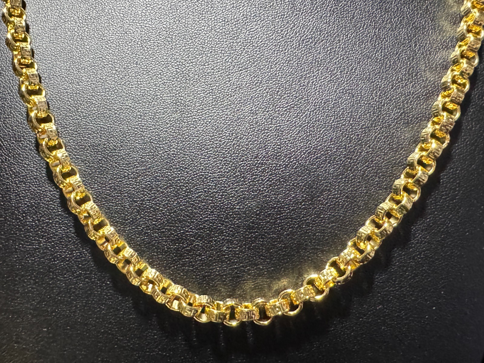 Unique Rollo Necklace 7 Mm with Auspicious Engraved Pattern 24″ Treasurable
