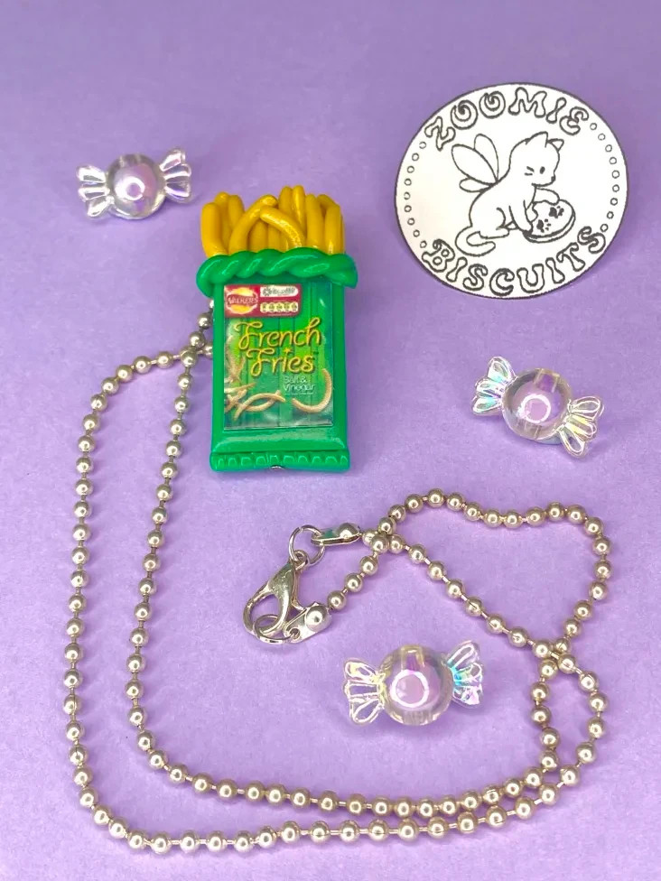 Walkers french fries necklace handmade (polymer clay) retro and unique