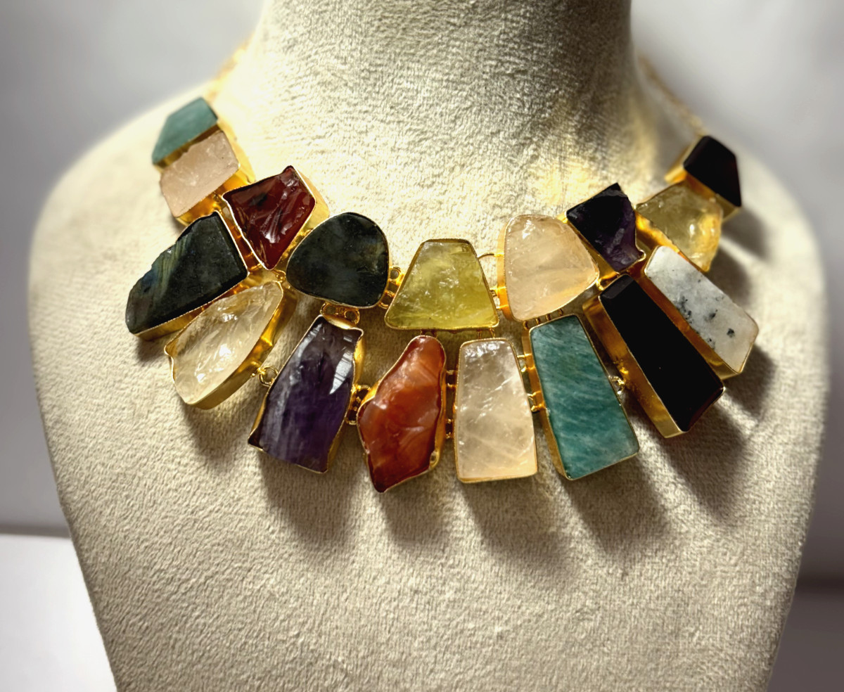 Necklace With Stud Multi Necklace Natural Gemstone Jewelry Gift For Her