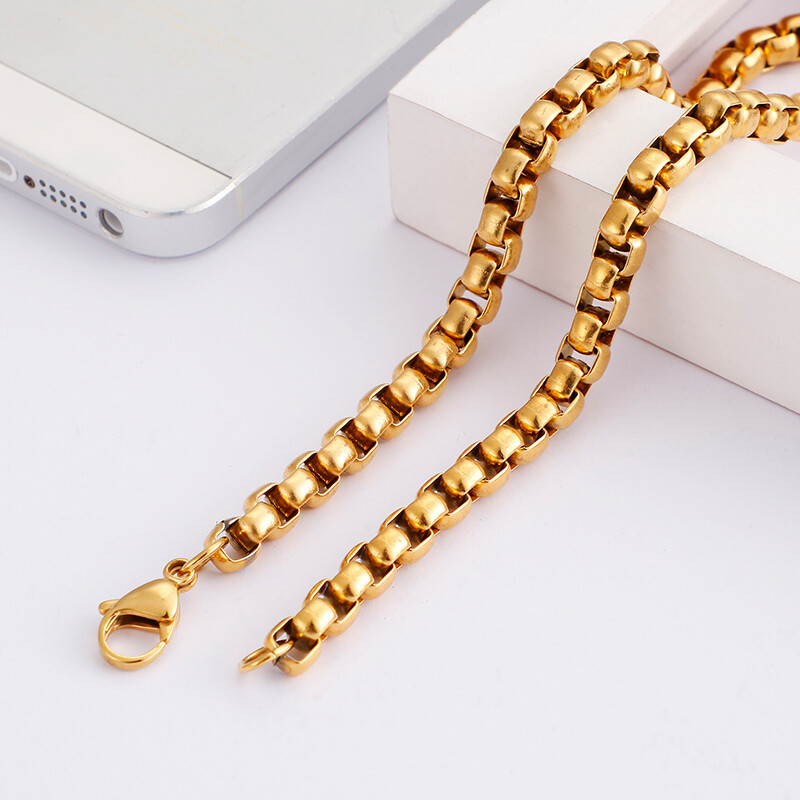 5pcs in bulk Stainless steel Square Rolo Chain Necklace Strong Link 6mm 18-26in