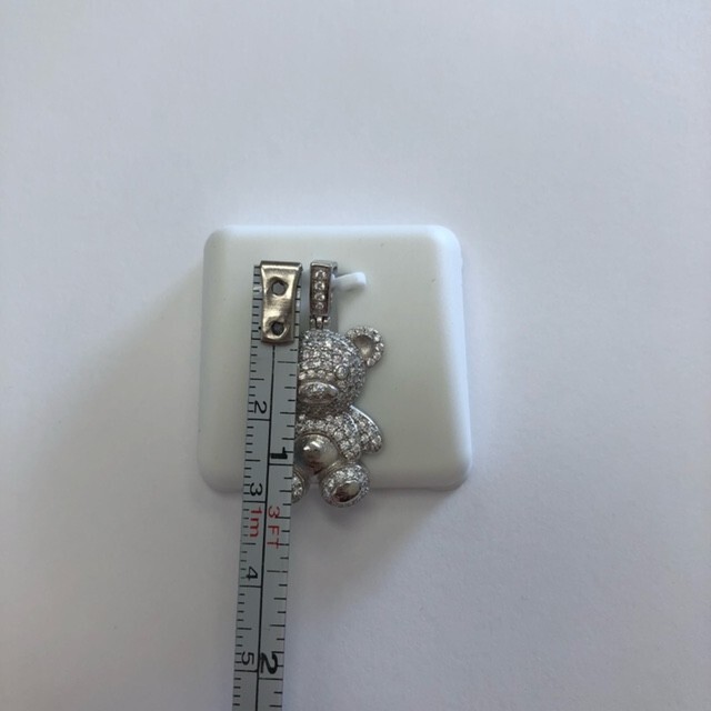 925 Sterling Silver with Cubic Zirconia Teddy Bear Pendant