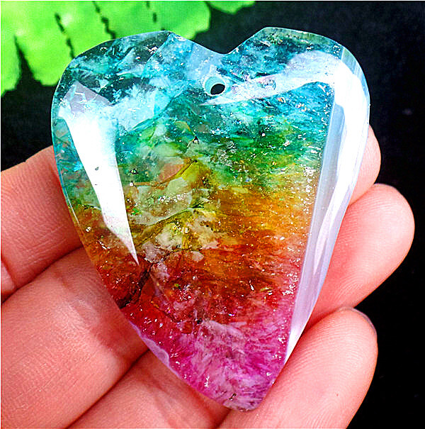 47x38x7mm Multicolor Druzy Geode Agate Love Heart Pendant Bead AD67419