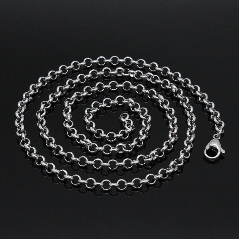 5pcs 3mm/4mm Stainless Steel Rolo Chain Necklace for Women Men Jewelry Pendant