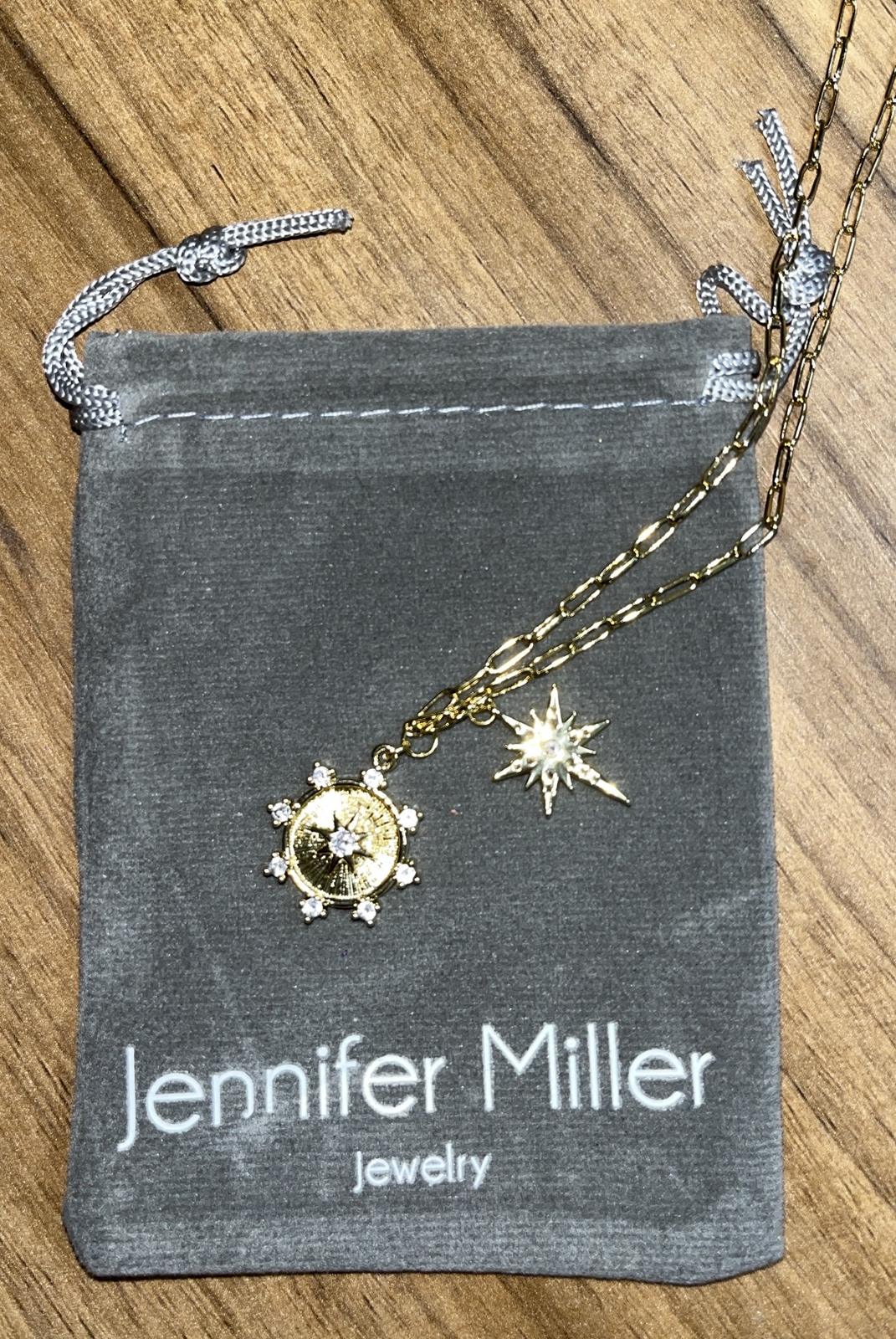 Jennifer Miller Jewelry Starburst 18” Long Necklace 14K CZ Stone New Retail $195