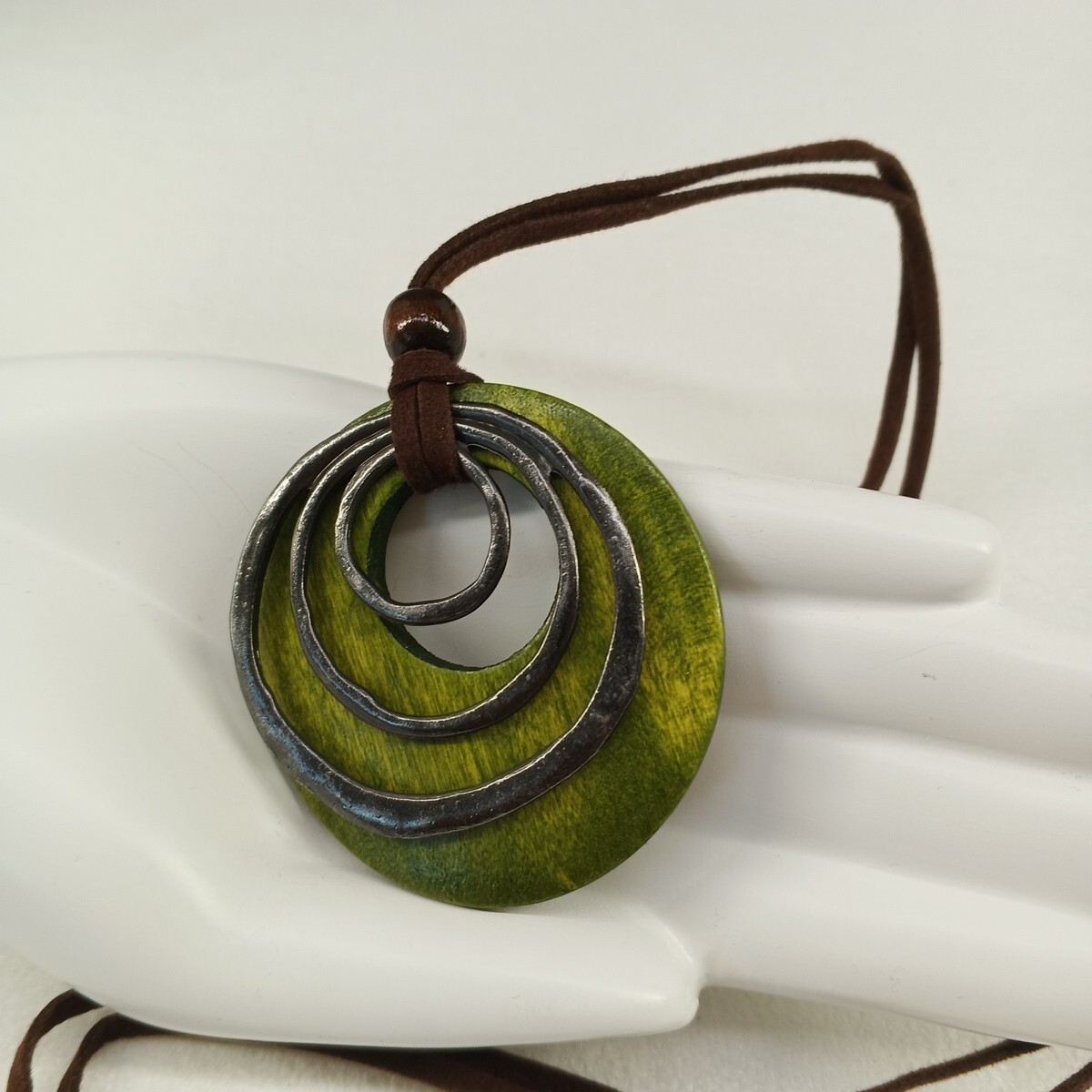 Women’s Hippie Awakened Boho Necklace Metal Wood Felt One Size