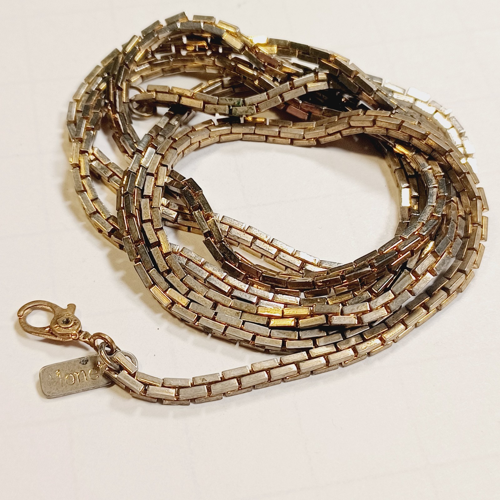 Vintage Monet Gold Tone Venetian Box Chain Necklace Long 31″
