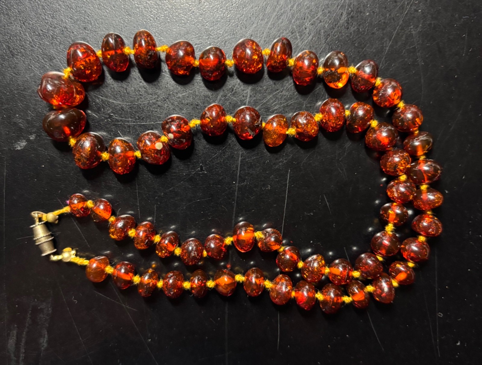 Genuine Baltic Amber Beads, Individually Knotted, 6-19mm, 20″ Necklace 70