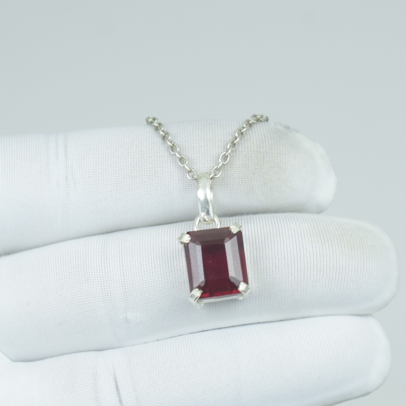 Natural Red Ruby Necklace, Vintage Healing Ruby Sterling Pendant, July Gift 18Ct