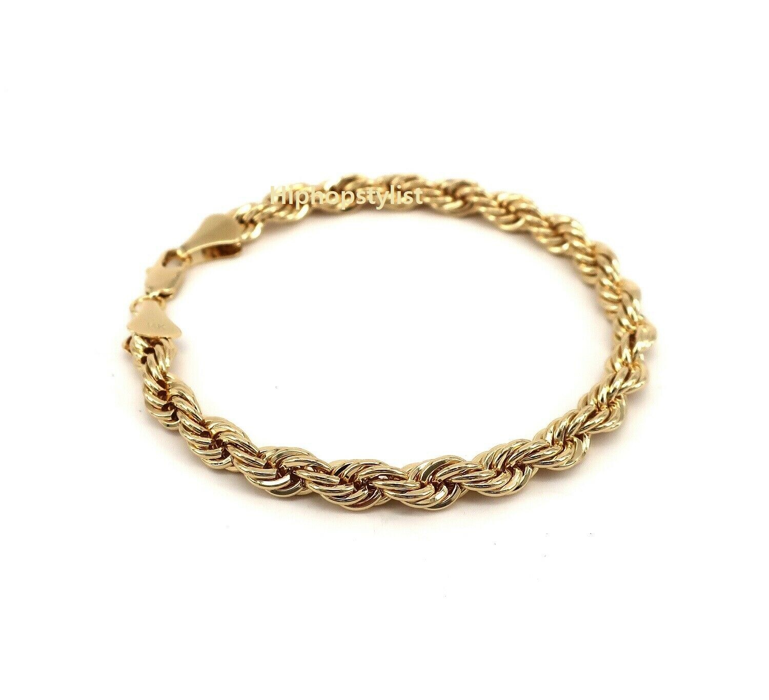 14k Yellow Rope Chain Necklace Bracelet 2mm 3mm 4mm 5mm 6mm Width Gold Plated