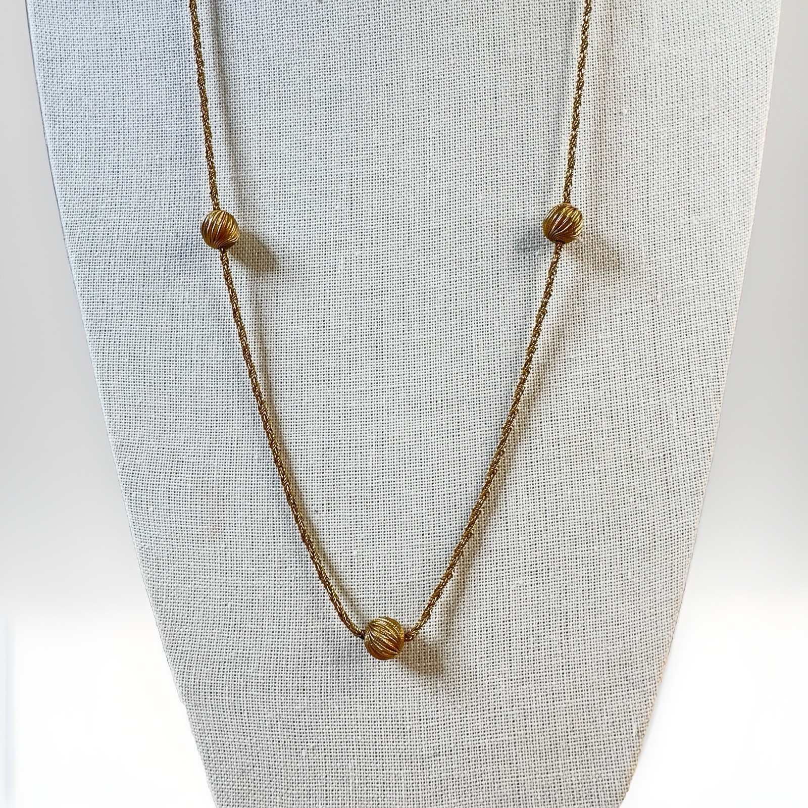Vintage Grosse Germany 1960 Antique Gold Tone Chain Necklace with Balls 30″