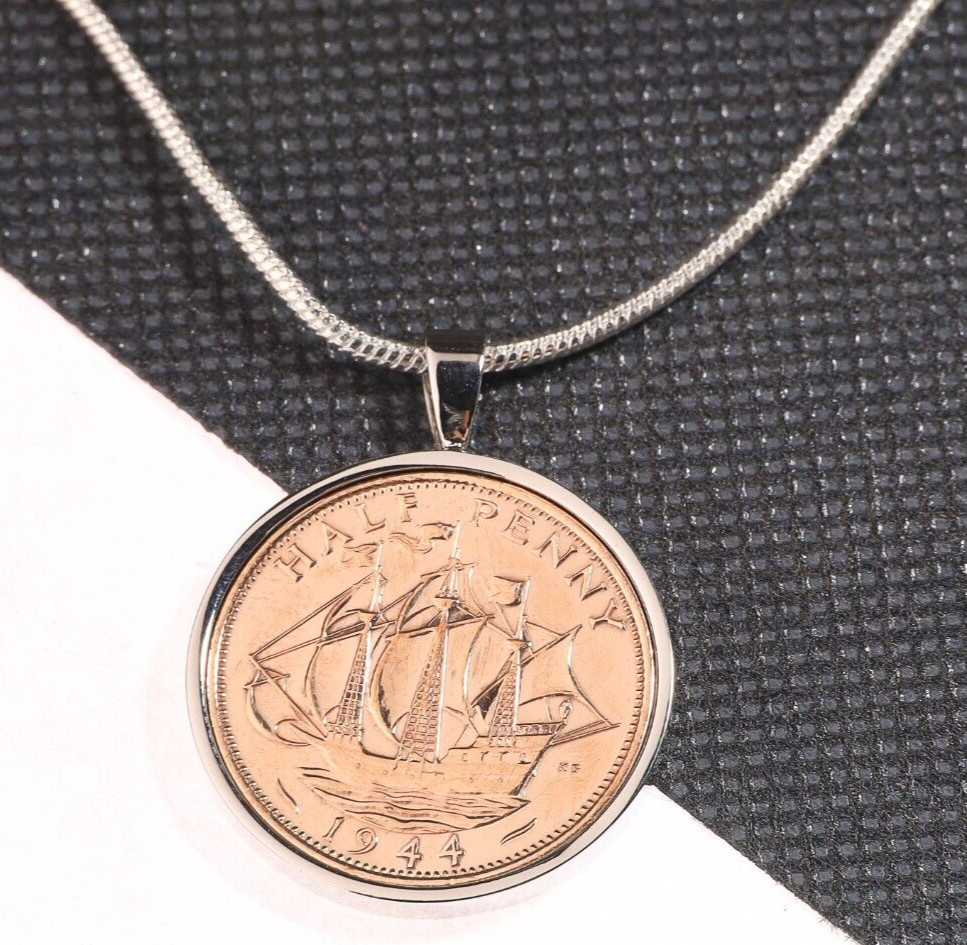 1944 80th Birthday Pre Decimal Half Penny Coin Pendant