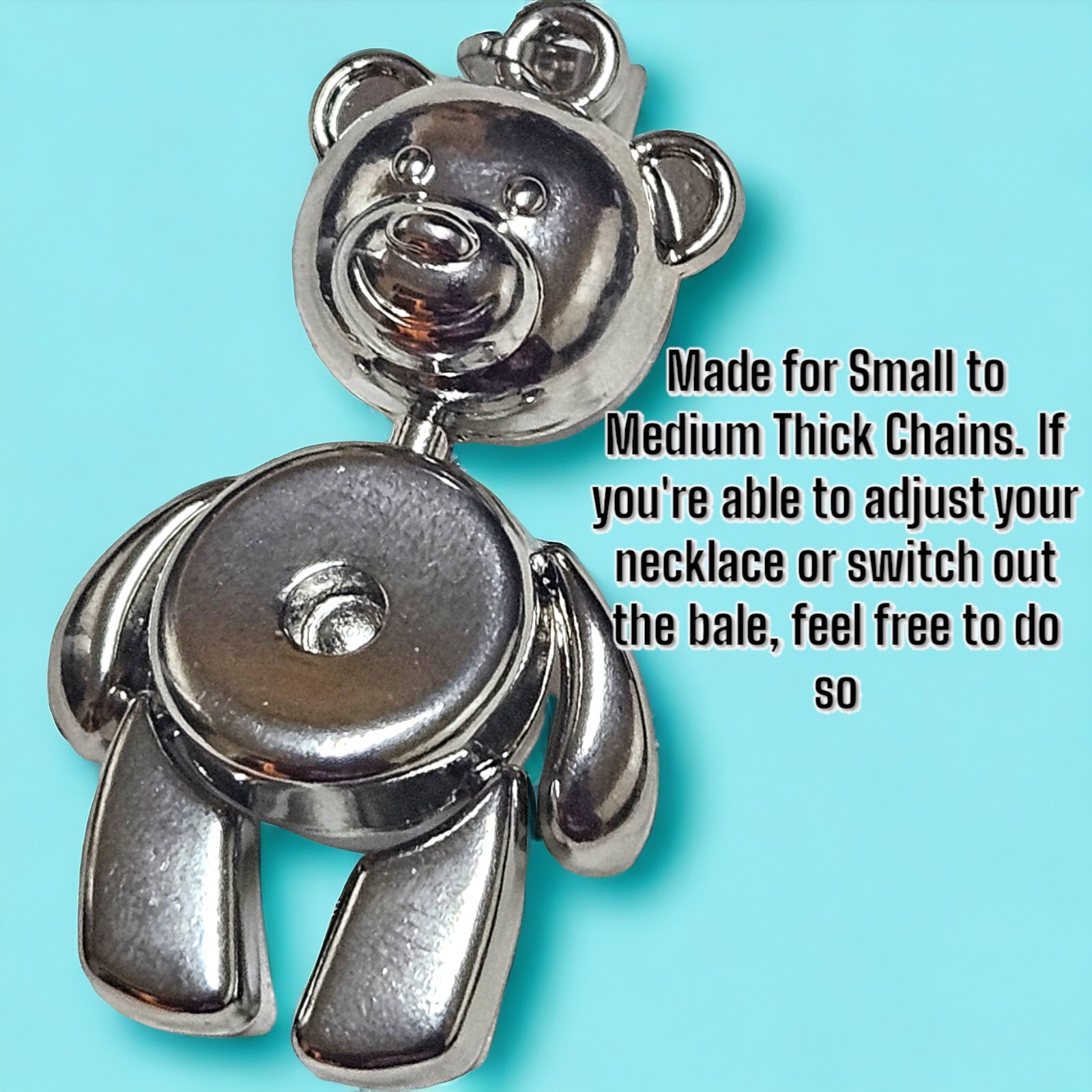 Stainless Steel 416L 2″ Moveable Teddy Bear Pendant 30 Grams. Solid & Heavy