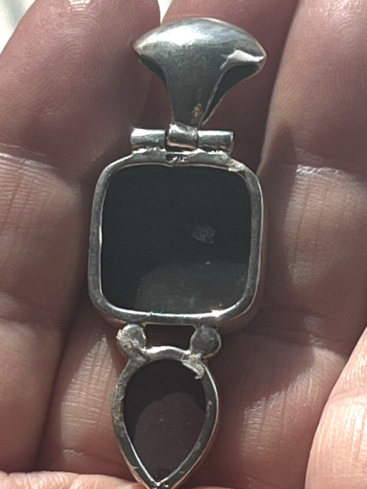 vtg Sterling Silver 21mm x 19mm Solid Framed Red Jasper Slider 925 Pendant 13g