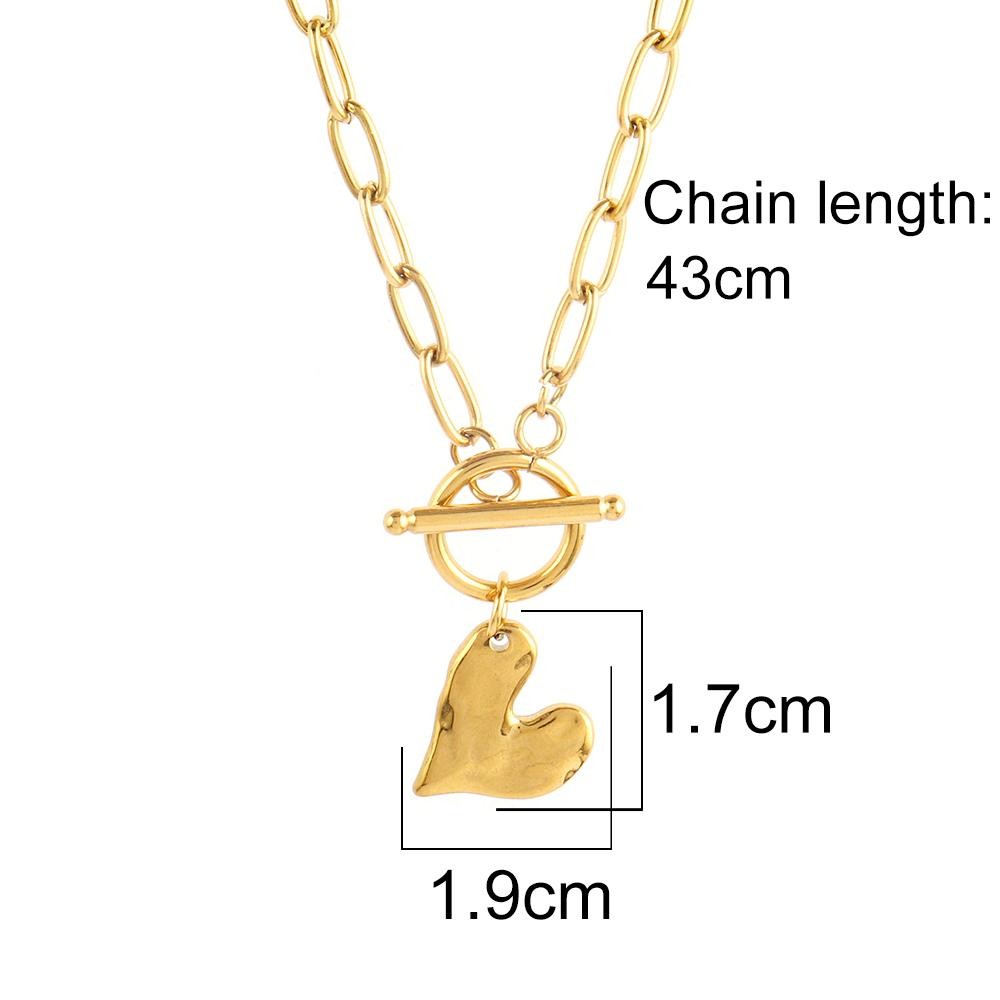 Stainless Steel Heart Pendant Necklace Gold Color Women Fashion Jewelry