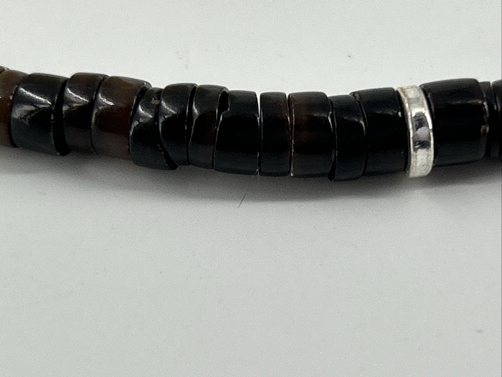 Natural Stone Chocker Necklace Graduated Silver Spacer Beads Earthy 17-20″