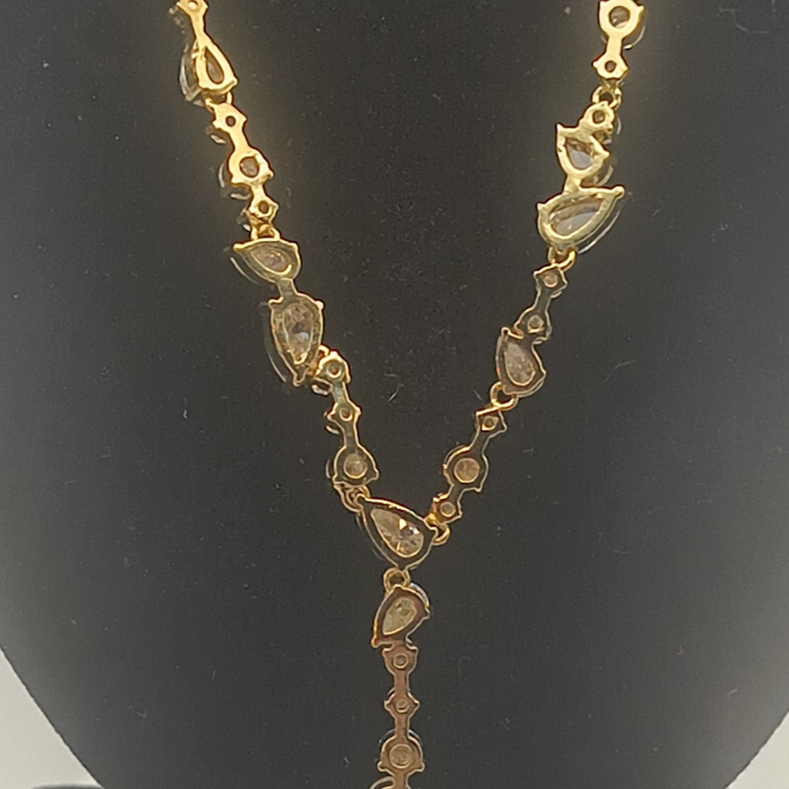 Banana Republic Gold Tone Cable Chain Lariat Y-Drop Necklace Crystal Adj.