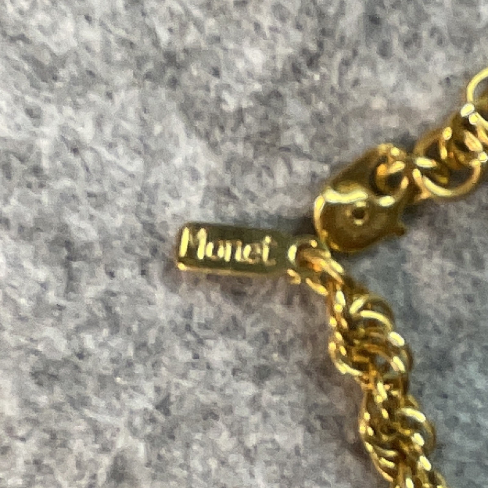Monet Signed Gold Tone Rope Chain Necklace – Lobster Clasp, Metal