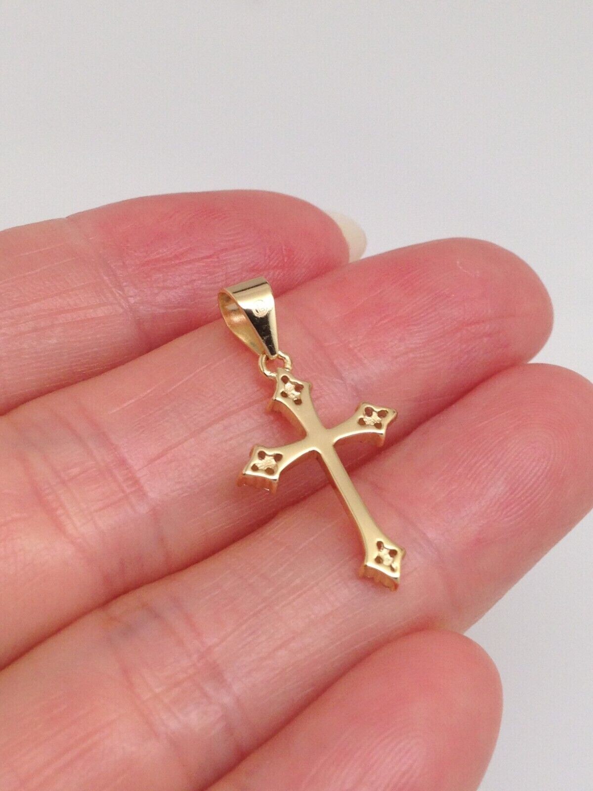 925 Sterling Silver CZ Gold Orthodox Cross Pendant Women 17mm(0.67″)/25mm Tiny