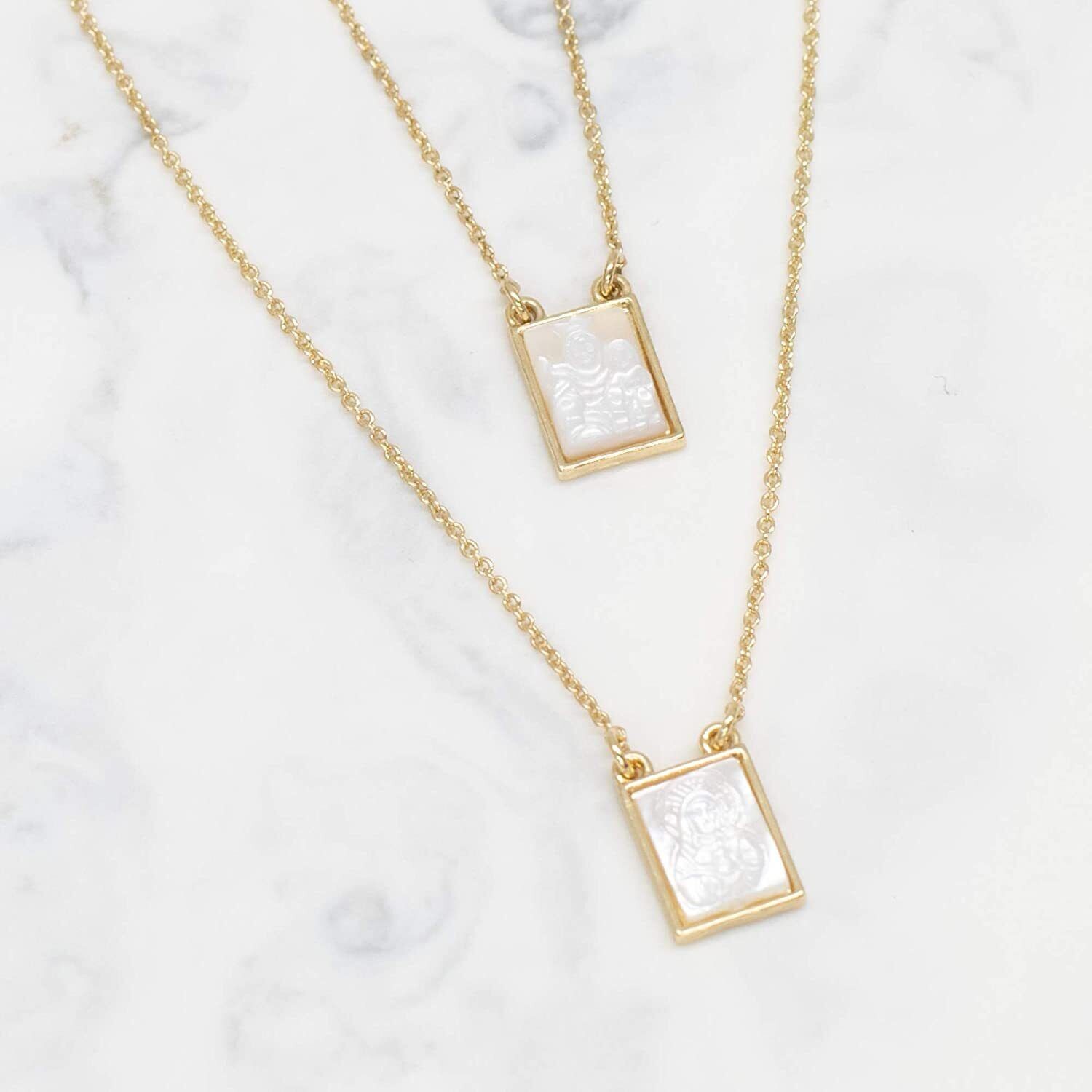 Roman Infinity Holy Scapular Gold Zinc Necklace 26 Inches Long