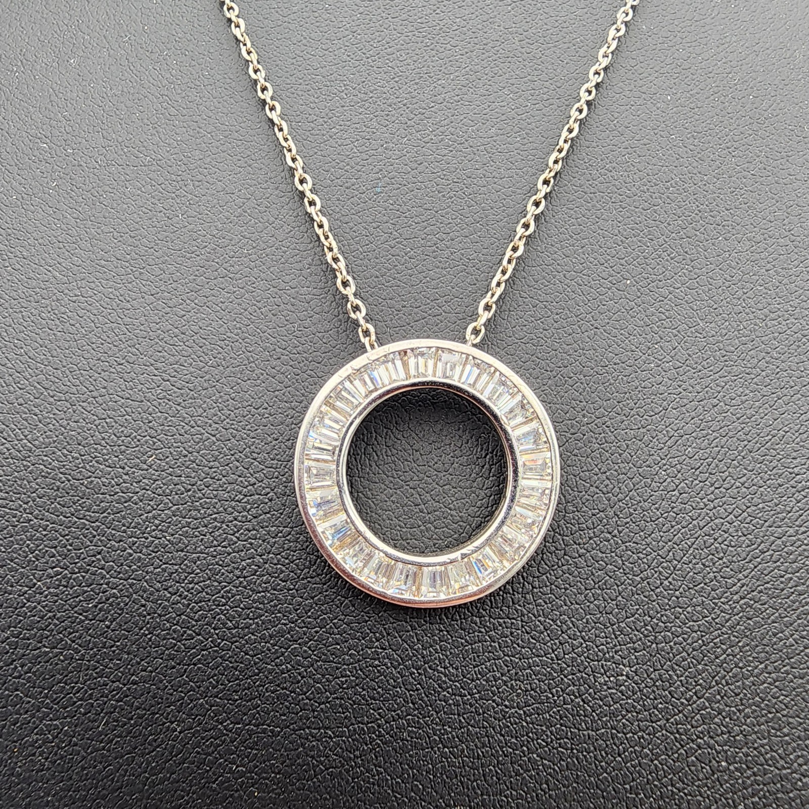 925 Sterling Silver Baguette CZ Circle of Life Pendant Necklace 18″ China CN