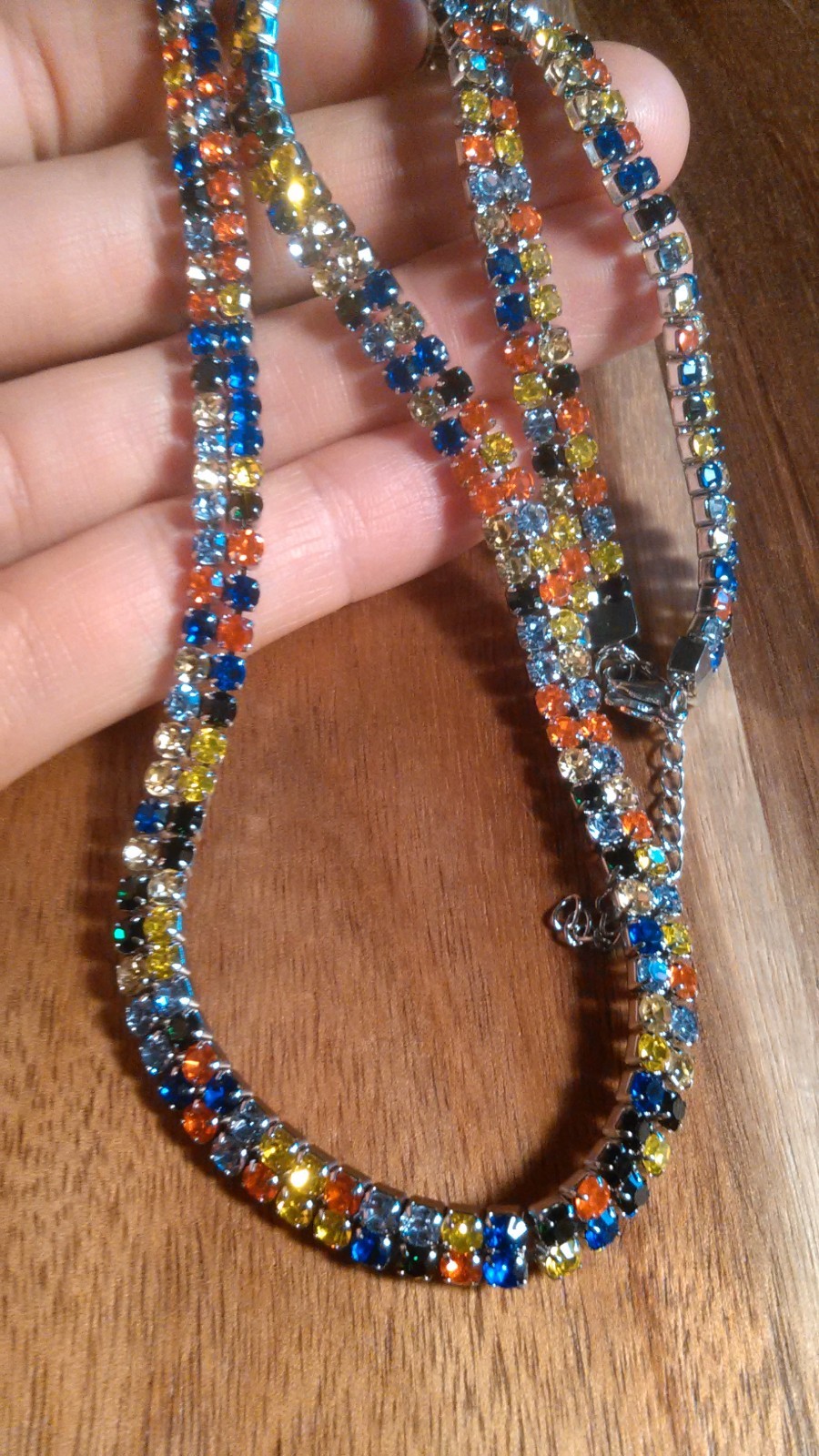 Multi-Color Austrian Crystal Stainless Steel Necklace (18 to 20 Inch)