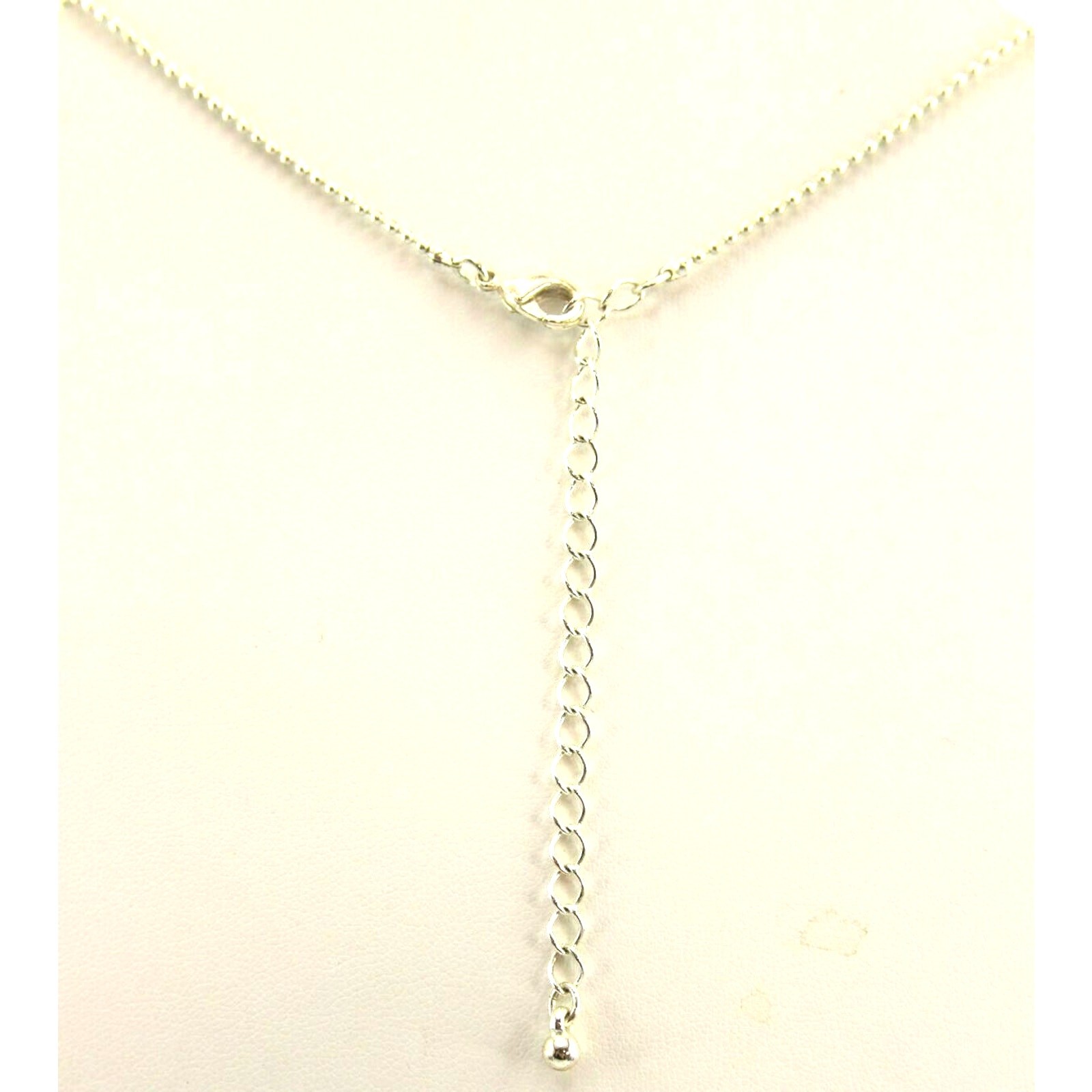 Shining Blue Rhinestone Star & Moon Silvertone Pendant Ball Chain