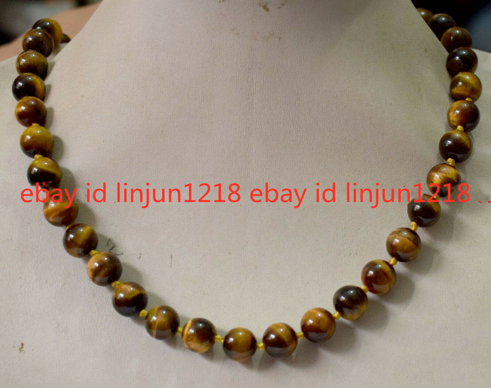 Natural AAA 8/10/12/14mm Yellow Tiger’s Eye Gemstone Necklace Long 18-100”
