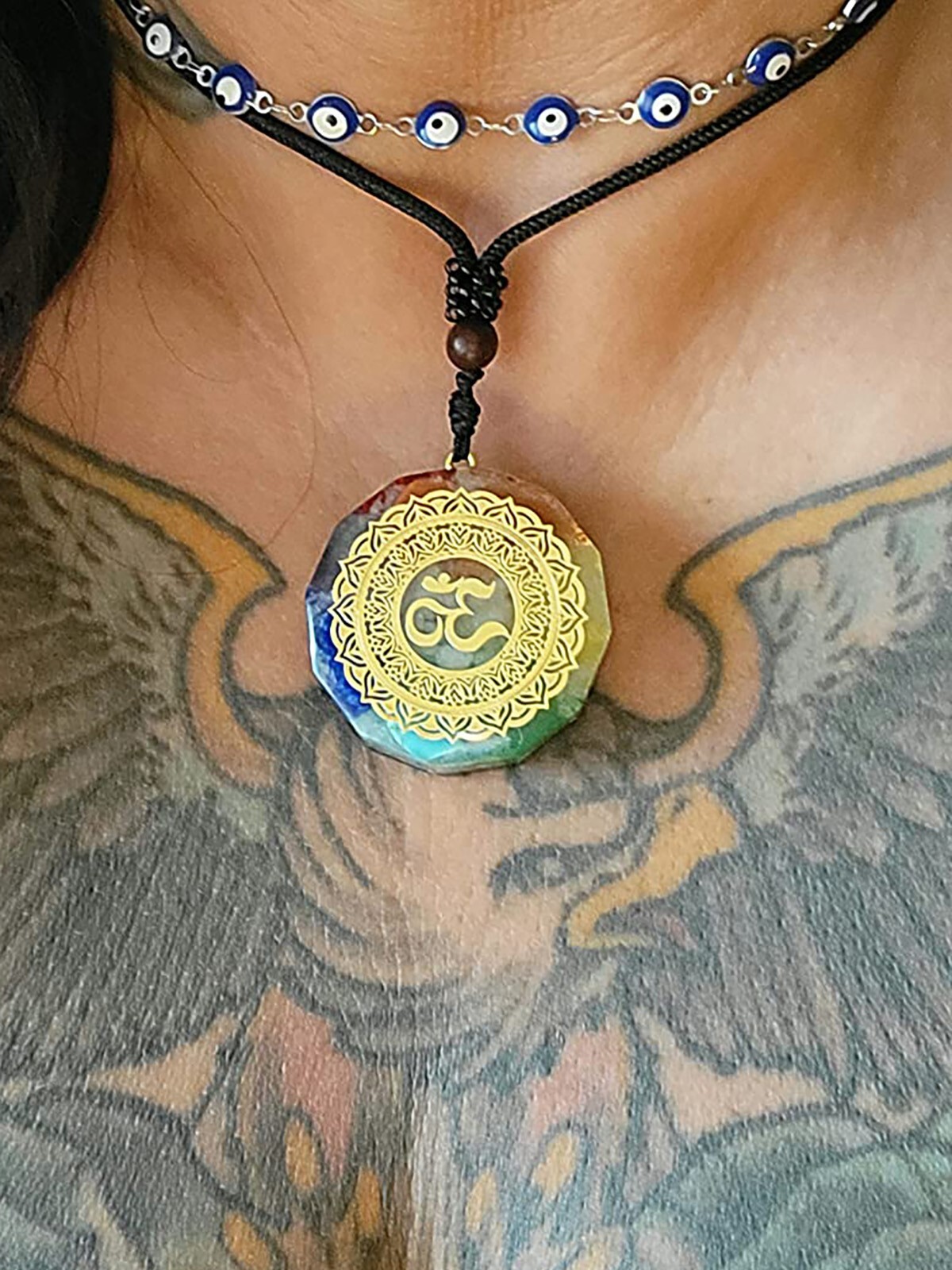 7 Chakra Necklace with Magnetic Energy Talisman – Natural Crystal Resin Pendant