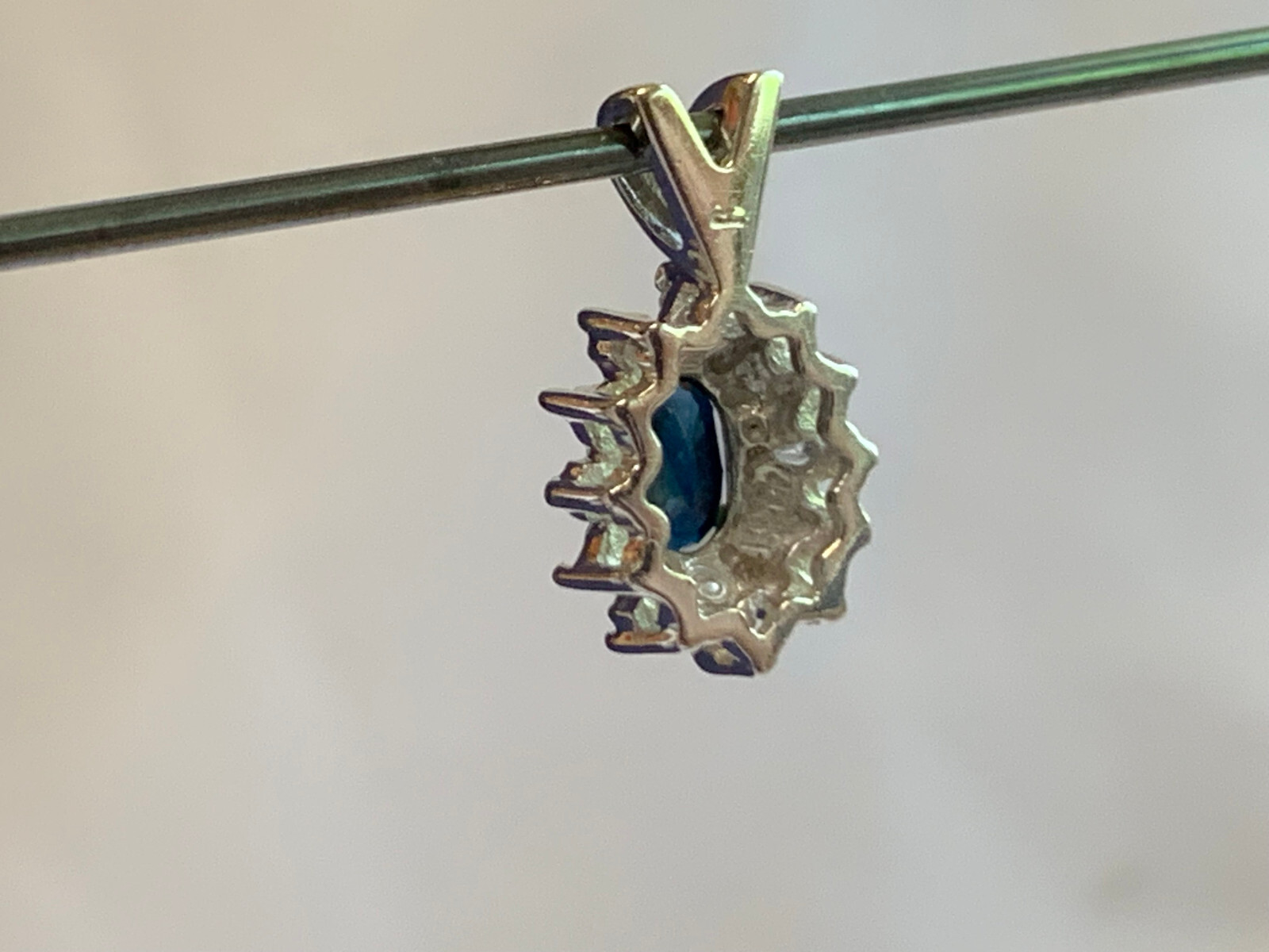 10K White Gold Pendant 1.44g Fine Jewelry Sapphire Color Stone