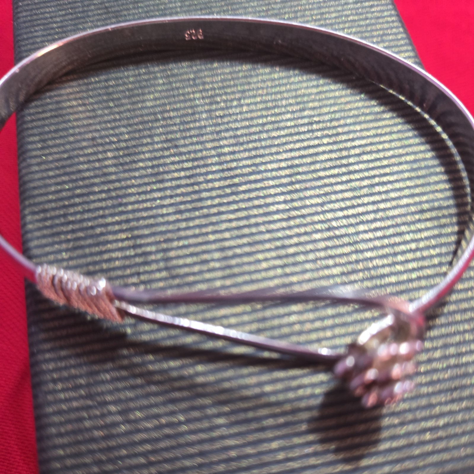Sterling Silver 925 With Cute Flower Hook Bangle Bracelet Size 7
