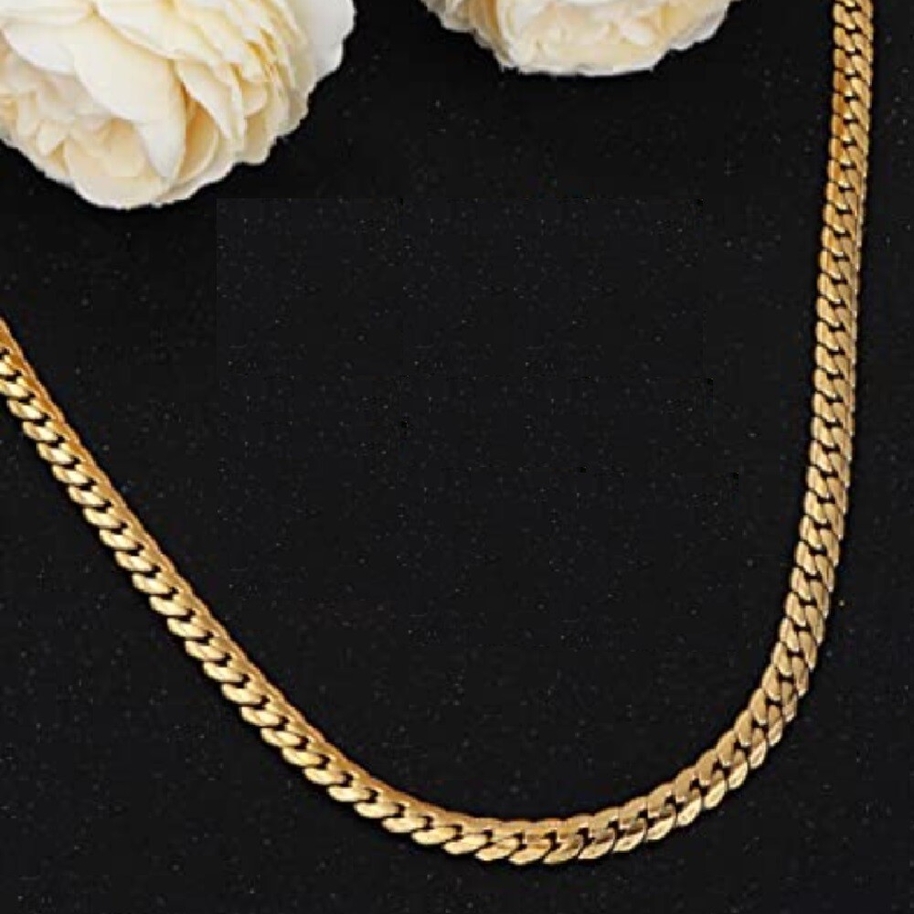 Designer Inspired 18K Gold Vermeil 6mm Wide Snake Curb Link Chain Necklace H809G