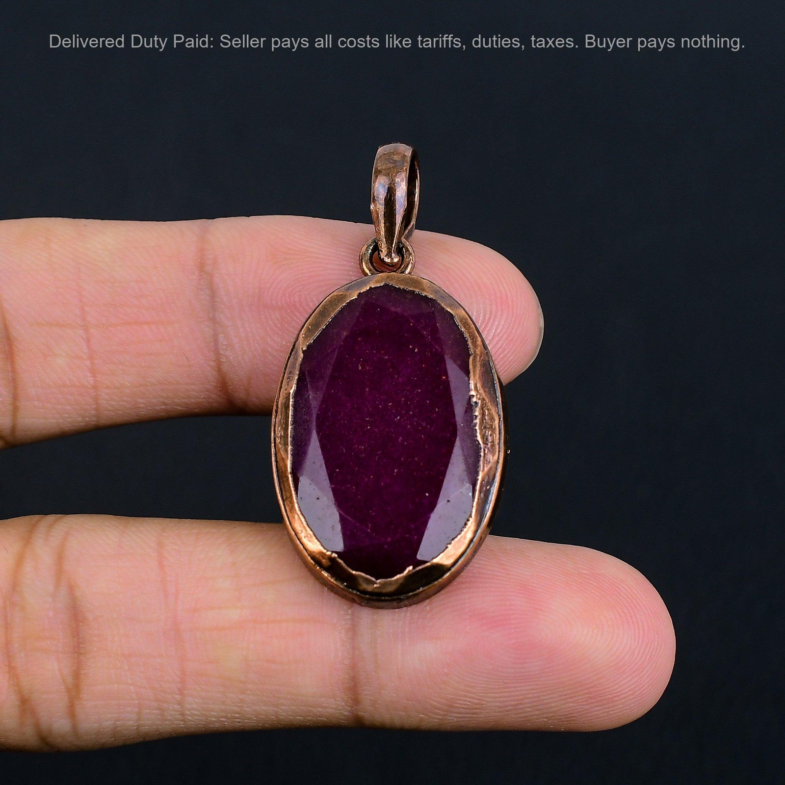 Copper Natural Kashmir Rubi New Electroformed Sister Handcrafted Pendant Jewelry