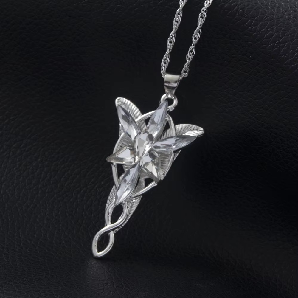 New Lord of The Rings Arwen’s Necklace Evenstar Pendant Crystal Silver Chain