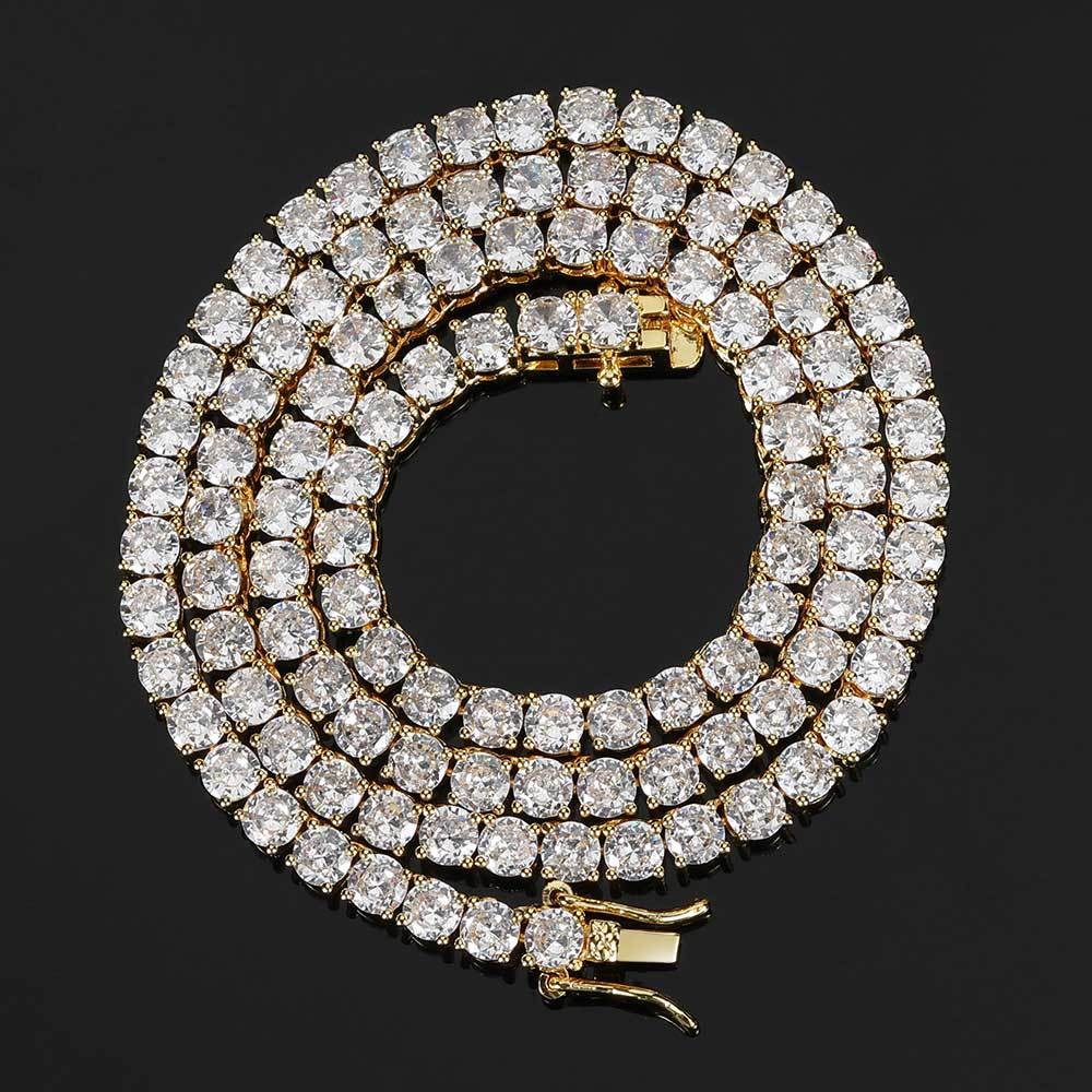 Women Men Iced Out Bling Tennis Necklaces Pendant Hip Hop CZ Zircons 3/4/5/6MM