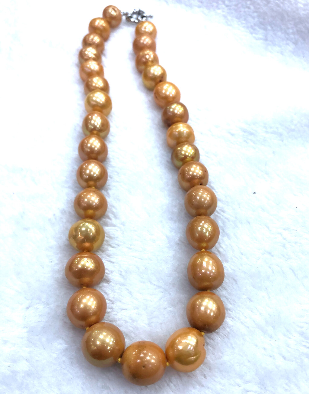 Delicate 12-14mm Gold Yellow South Sea Baroque Pearl Necklace 18”