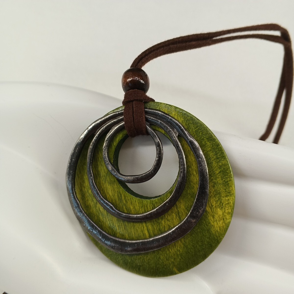 Women’s Hippie Awakened Boho Necklace Metal Wood Felt One Size