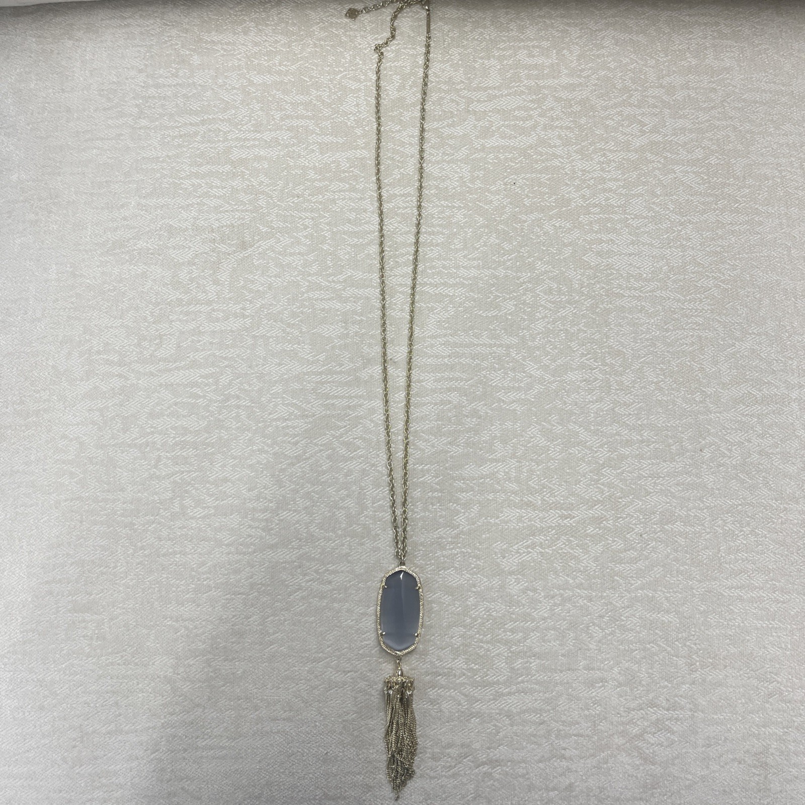 Kendra Scott Rayne Light Smokey Gray Pendant and Tassel Necklace