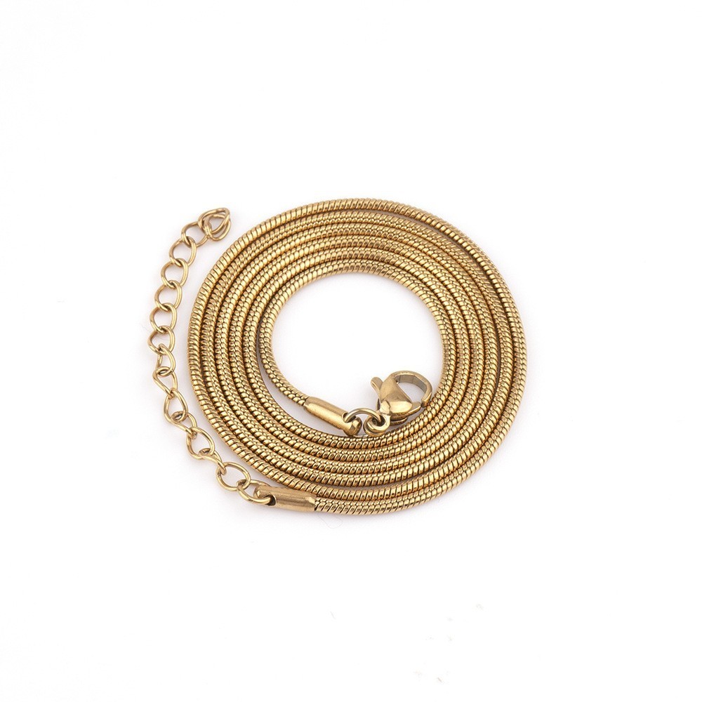 Stainless Steel Silver Gold Round Snake Chain Necklace Anti Tarnish w 2″Extender