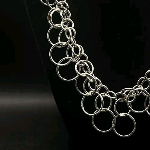 Silvertone Circles Necklace with Best Stamp