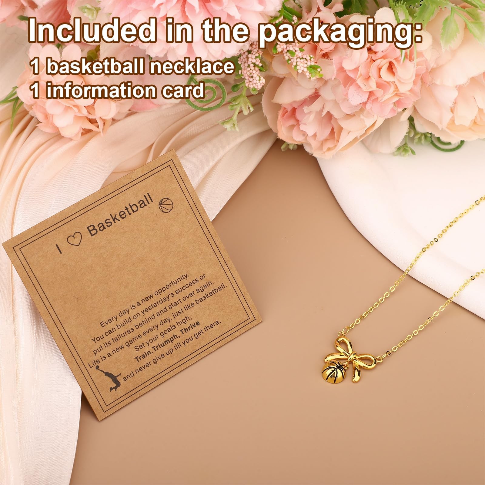 Mikovivi Basketball Necklaces, 40+5cm/16+2in Adjustable Bow Medium, gold-tone