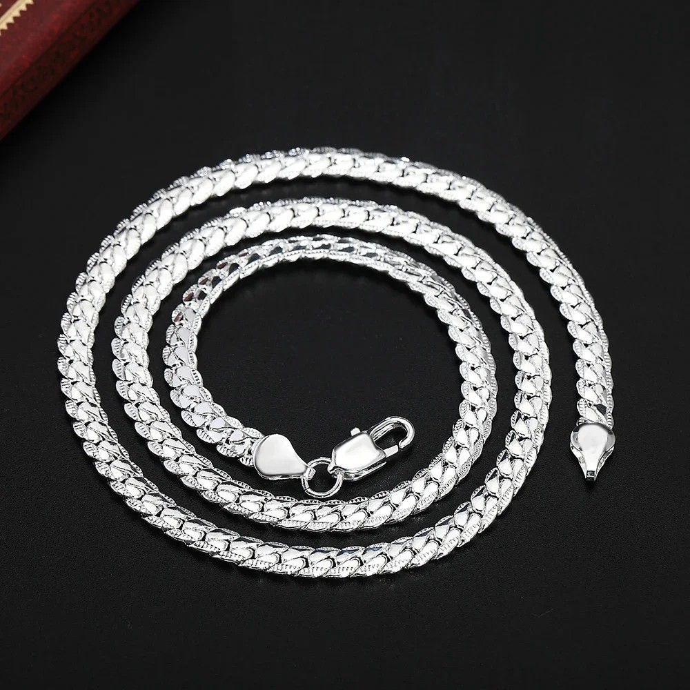 925 Sterling Solid Silver Chain Necklace Jewelry for Women Men Fashion Gift