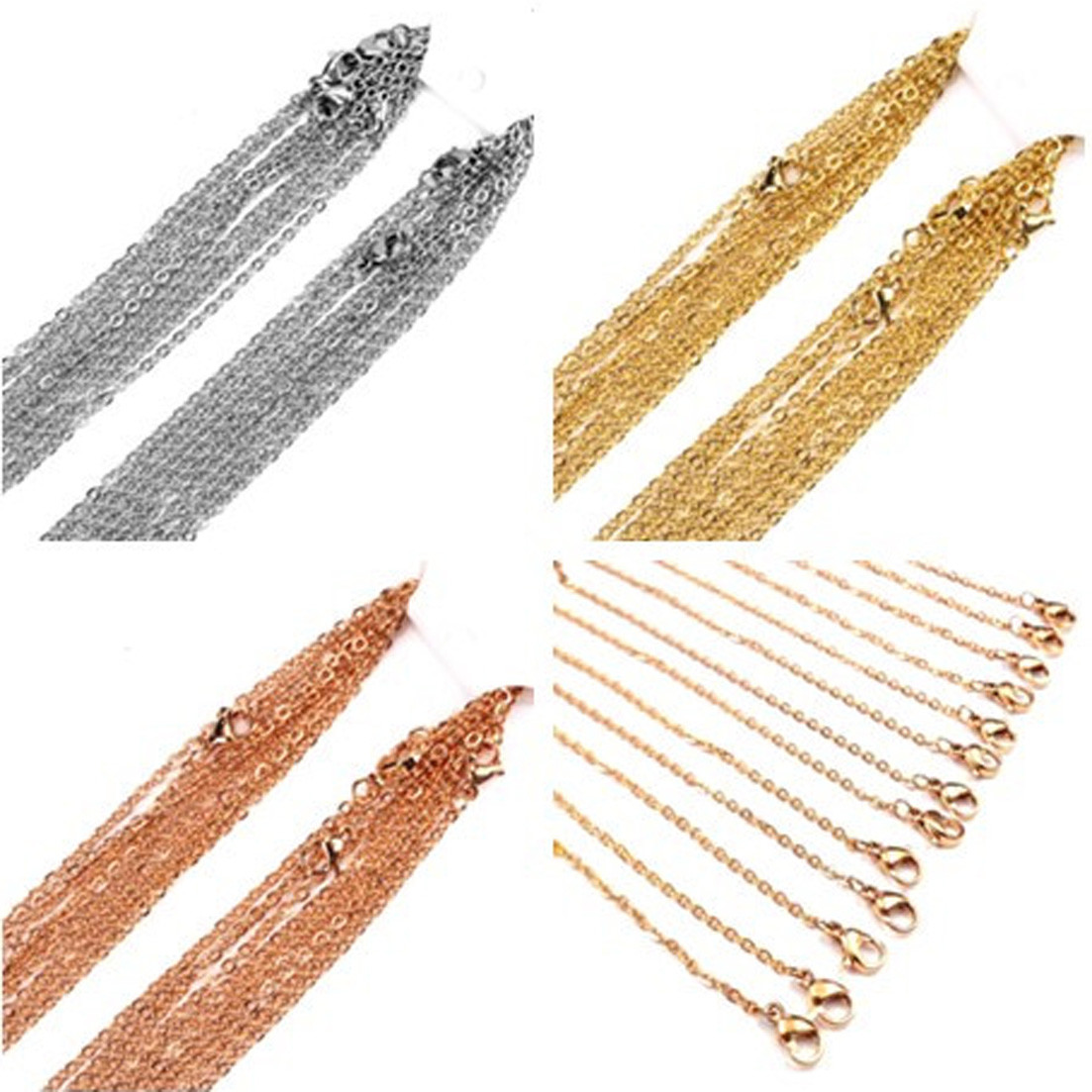 10pcs/lot 1.5/2/2.5/3.2mm Stainless Steel Oval Cross Chain Necklaces Wholesale