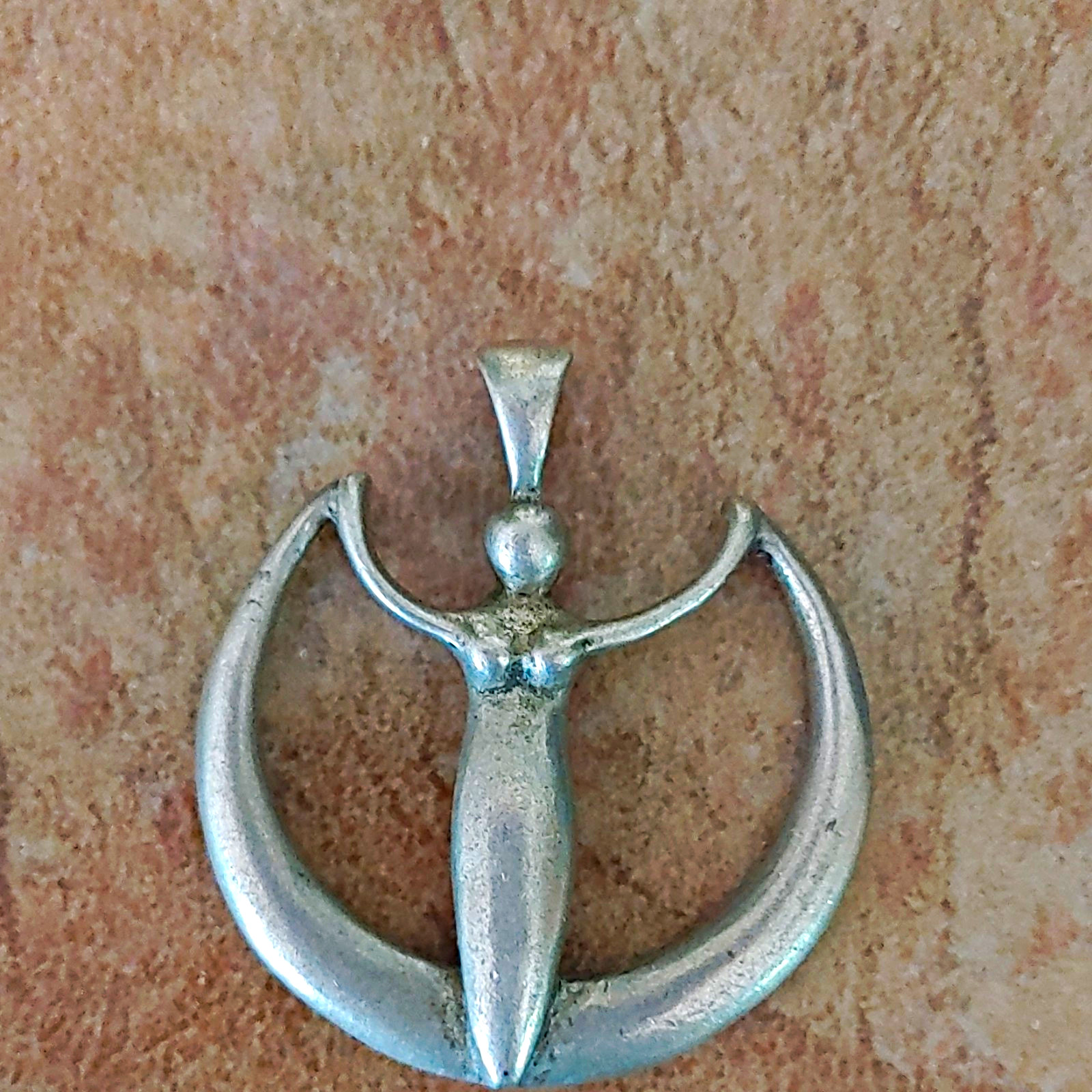 Silver Tone Asymmetrical Signs & Symbols Pendant Charm, No Stone Metal