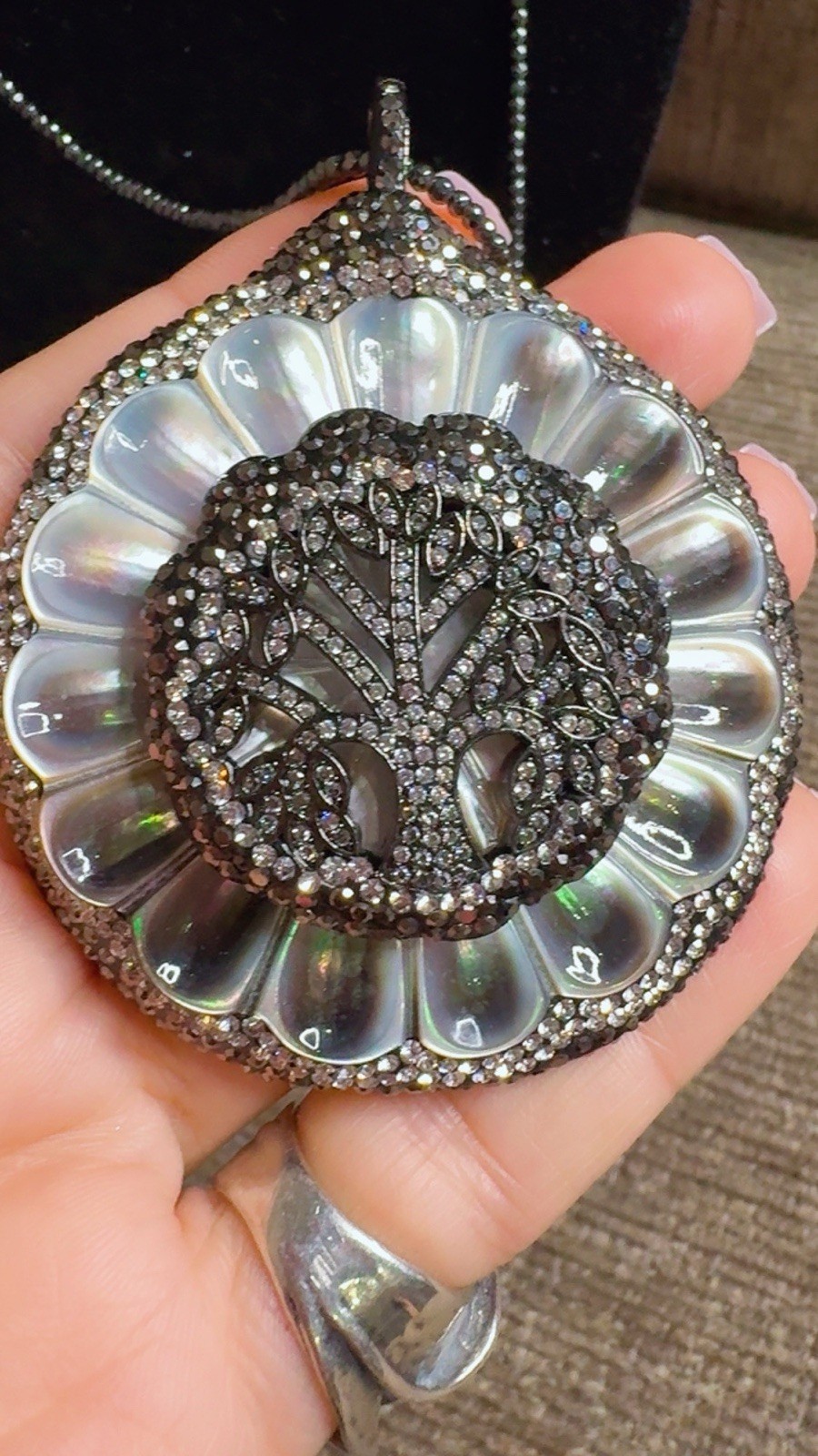 🌳 of Life Clear Crystal Pavé Rhinestone Round Pendant Ball/Bead Necklace Turkey